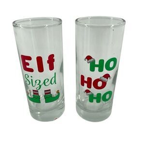 Cristar Lexington Deco Ho Ho Ho & Elf Shot Glasses 2.5 oz Christmas Holiday New